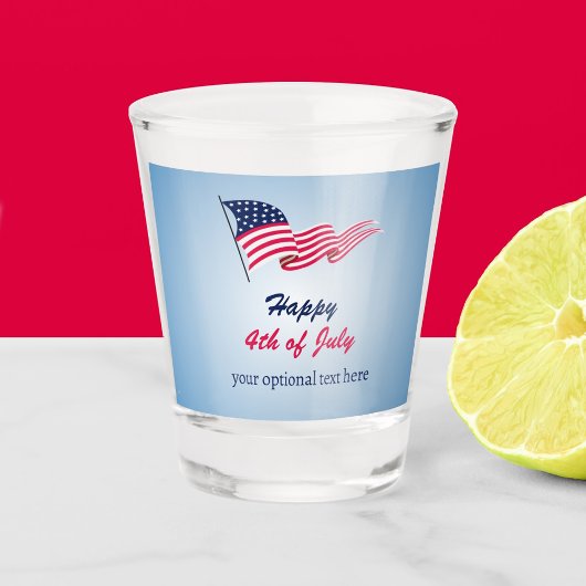 Verre A Shot Joyeux 4 juillet avec drapeau américain
