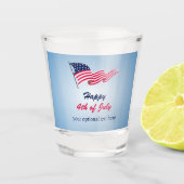 Verre A Shot Joyeux 4 juillet avec drapeau américain (Devant)
