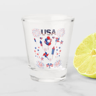Verre A Shot Joyeux 4 juillet Red Blue Cute Party
