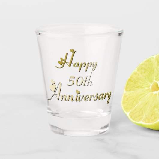 Verre A Shot Joyeux 50e anniversaire Gold Police (Devant)