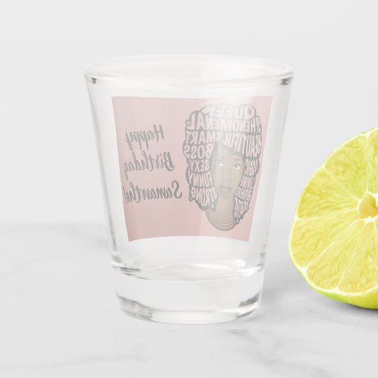 Verre A Shot Joyeux anniversaire, encourageant les femmes noire (Dos)