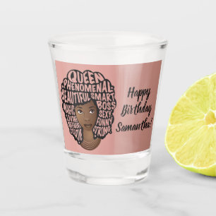 Verre A Shot Joyeux Anniversaire, Encourageant Les Femmes, Rose