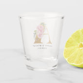 Verre A Shot Joyeux Anniversaire Floral Monogramme Nom personna (Dos)