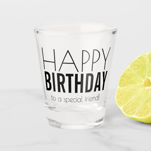 Verre A Shot Joyeux anniversaire personnalisé moderne (Devant)