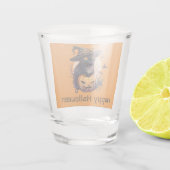 Verre A Shot Joyeux Halloween Chat noir Jack-o-Lantern Orange (Dos)