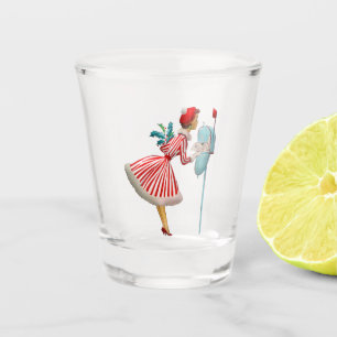 Verre A Shot Joyeux Noël 1950 Noël Vintage Dame