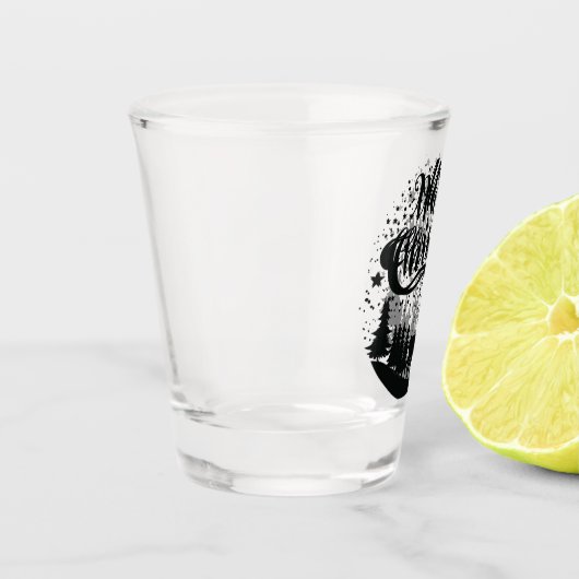 Verre A Shot Joyeux Noël classique Cerfs et Arbre Design Art (Gauche)