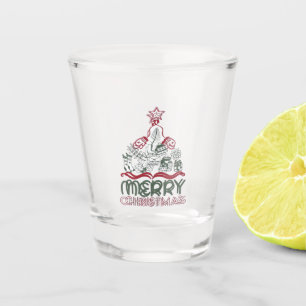 Verre A Shot Joyeux Noël et arbre de Noël Classique