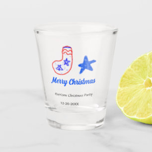 Verre A Shot Joyeux Noël étoile bleue chaussettes rouges nom da
