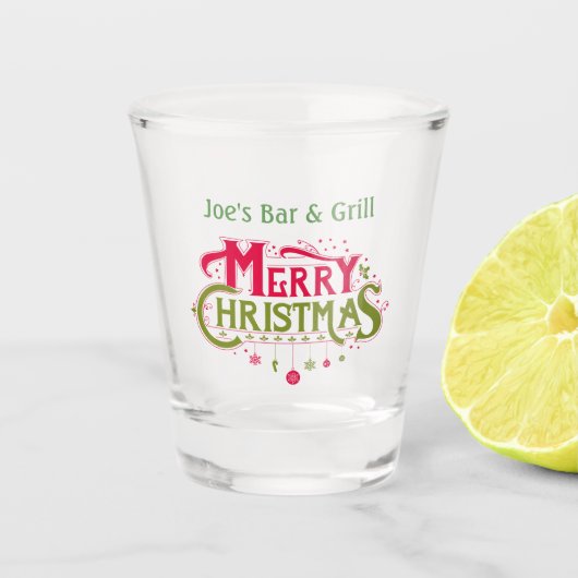 Verre A Shot Joyeux Noël personnalisé Joe's Bar and Grill (Devant)