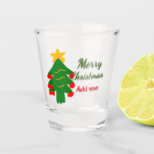 Verre A Shot Joyeux Noël rouge vert Noël ajouter le nom