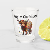 Verre A Shot Joyeux Noël vache Highland (Devant)