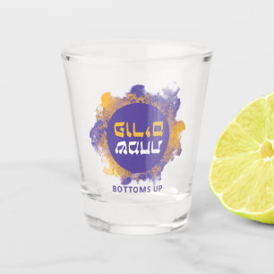 Verre A Shot Joyeux Purim Funny Purple Splash SHOT VERRE