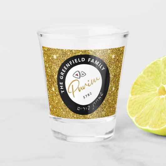 Verre A Shot Joyeux Purim Script personnalisé (Devant)