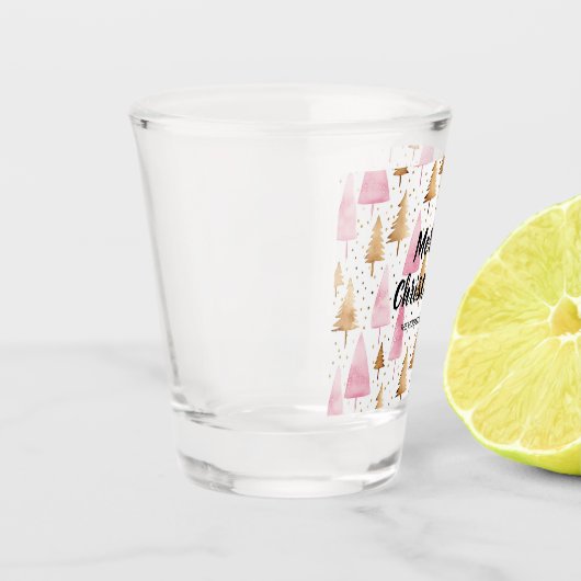 Verre A Shot Joyeux sapin rose or Noël (Gauche)