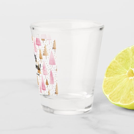 Verre A Shot Joyeux sapin rose or Noël (Droite)