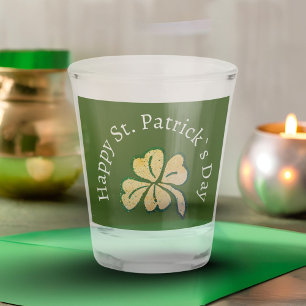Verre A Shot Joyeux St. Patrick`s Day Shamrock Clover Green