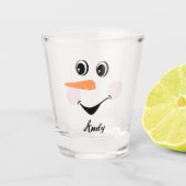 Verre A Shot Joyeux visage mignon Custom Snowman hiver vacances (Devant)