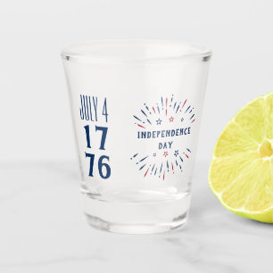 Verre A Shot Juillet 4 1776 Amérique Feu d'artifice USA Indépen