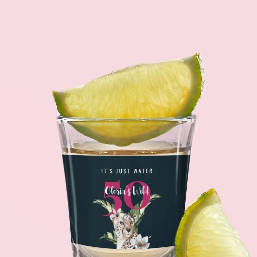 Verre A Shot Jungle sauvage léopard rose 50e anniversaire drôle