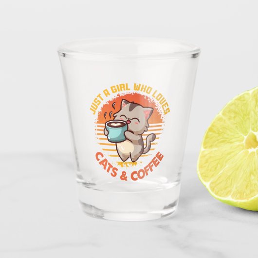 Verre A Shot Juste une fille qui aime les chats et le café (Devant)