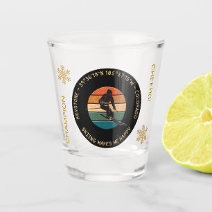 Verre A Shot Keystone, Colorado - Homme Skier, Texte Jaune