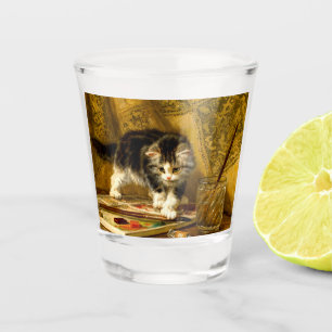 Verre A Shot Kitten avec peinture et brosses