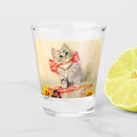 Verre A Shot Kitten avec ruban rouge (Devant)