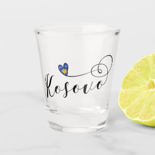 Verre A Shot Kosovo Drapeau Coeur, I Love Kosovo, Kosovar