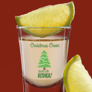Verre A Shot La fête de Noël commence avec la Vodka Funny Hol