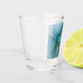 Verre A Shot La petite Beauté Moderne Bleu Or Fractal Flower (Gauche)