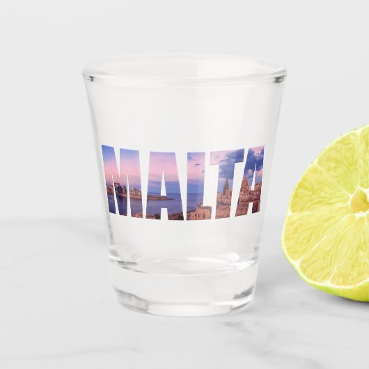 Verre A Shot La vieille ville de La Valette et port Malte texte (Devant)