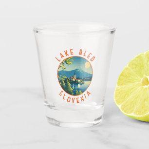 Verre A Shot Lake Bled Slovénie Travel Art Vintage