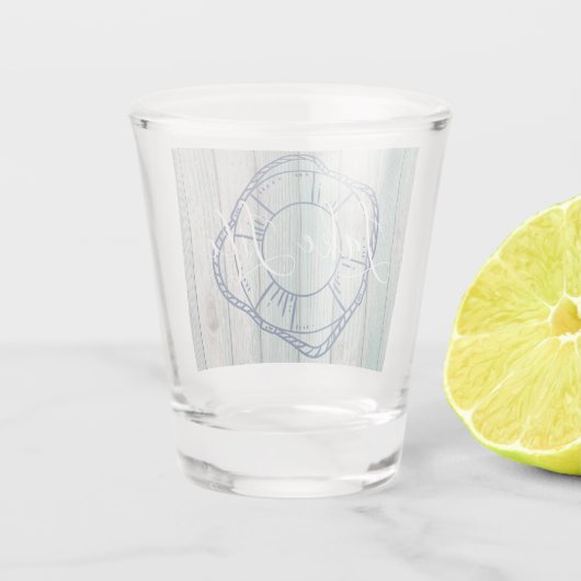 Verre A Shot Lake Life & Preserver Blue Wood (Dos)