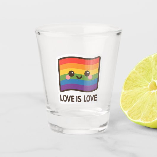 Verre A Shot L'amour est l'amour - Kawaii Rainbow Design (Devant)