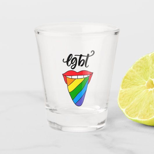 Verre A Shot Langue arc-en-ciel LGBT (Devant)