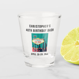 Verre A Shot Las Vegas Landmark Anniversaire Fête Voyage Favori
