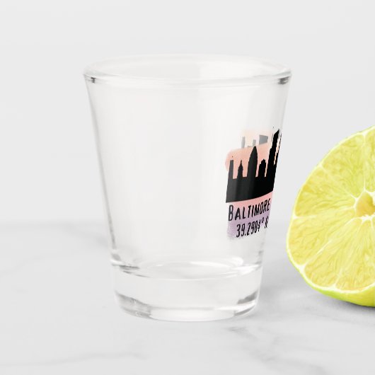 Verre A Shot Latitude et longitude de Baltimore Skyline (Gauche)