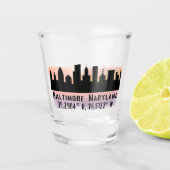 Verre A Shot Latitude et longitude de Baltimore Skyline (Devant)