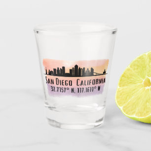 Verre A Shot Latitude et longitude de San Diego City Skyline