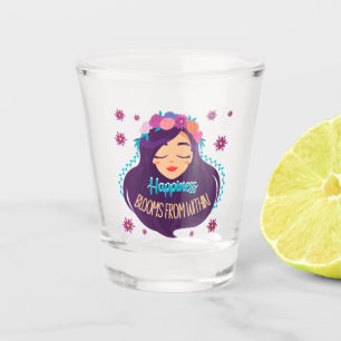 Verre A Shot Le bonheur fleurit de l'intérieur