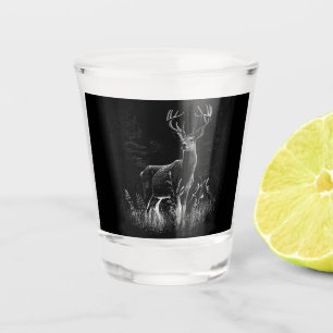 Verre A Shot Le cerf majestueux en pleine nature - Art noir et