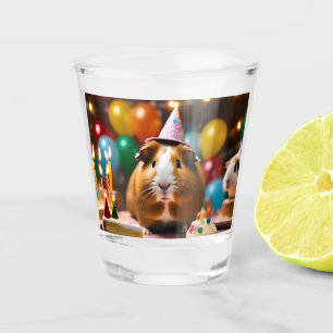 Verre A Shot Le Cochon De Guinée Fête Avec Du Gâteau Et Du Boul