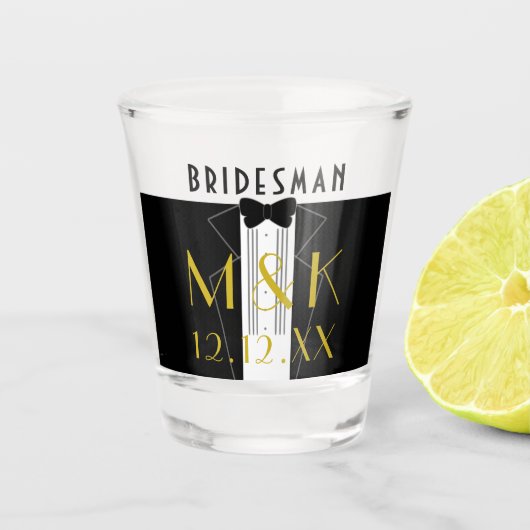 Verre A Shot Le Mariage Gatsby Tuxedo Bridesman Shot Glass (Devant)