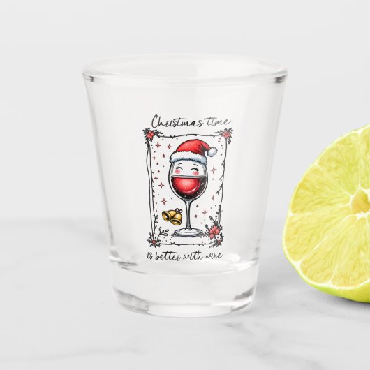 Verre A Shot Le temps de Noël est meilleur avec le vin (Devant)