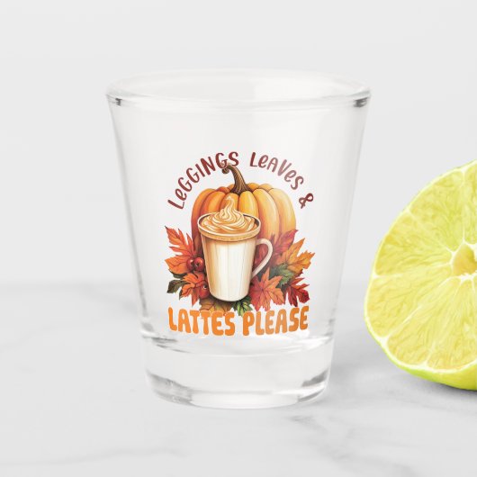 Verre A Shot Leggings, Feuilles et lattes S'il vous plaît - Aut (Devant)