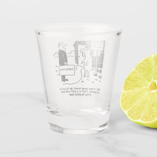 Verre A Shot L'enquêteur avertit M. Pig de sa paille. (Dos)