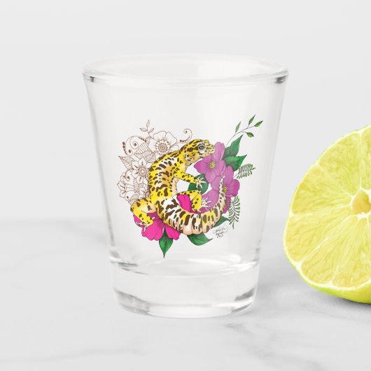 Verre A Shot Léopard jaune Gecko Vert (Devant)