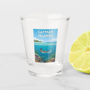 Verre A Shot Les îles Caïmans Vintage voyage Nature sous-marine
