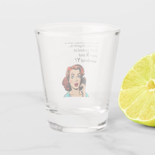 Verre A Shot Les relations sont comme Algebra Funny Quip (Dos)